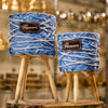 Rustic blue Woven Planter Set – 2pcs with Wooden Legs
