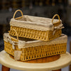 Rustic Lace Woven Basket Set – Handled Storage Bins