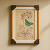 Vintage Botanical Frame with Green Butterfly