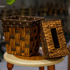 Rustic Brown Woven Basket Set – Tissue Cover & Waste Bin