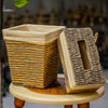 Beige & Taupe Woven Basket Set – Minimalist Tissue Box & Bin Combo