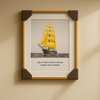 Framed Nautical Quote Art – Yellow Sailboat with Motivational Quote