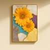 Golden Sunflower Burst – Abstract Framed Art