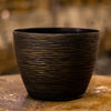 Matte Black & Gold Textured Planter – Modern Artisan Style
