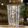 Rippled Glass Vase with Gold Striped Accents
