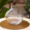Modern Ribbed Glass Vase with Gold Accents