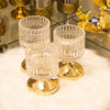 Crystal Cut Glass Jars with Golden Base (Set of 3)