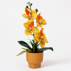 Artificial Yellow Orchid in Terracotta-Style Pot