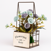 Artificial Lavender & Blue Floral Arrangement in Rustic Wire Basket