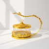 crystal Lid Gold Candy Dish with Butterfly Handle