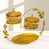 Elegant Double Glass Jar Set with Leaf Tray