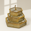 Hexagonal Antique Bronze Tray Set