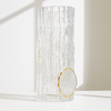 Tree Trunk Textured Glass Vase with Gold Ring Detail