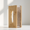 Modern Bamboo & Textured Glass Tissue Box