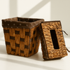 Rustic Brown Woven Basket Set – Tissue Cover & Waste Bin