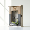 Rustic Wooden Key Holder Cabinet – "Home" Wall Organizer