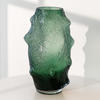 Elegant Textured Green Glass Vase – Sculptural Organic Design