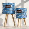 Rustic blue Woven Planter Set – 2pcs with Wooden Legs