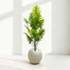 Artificial Fern Plant in White Textured Pot