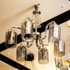 Modern Chrome Chandelier with Smoky Glass Shades