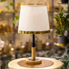 Cream Shade Table Lamp – Gold Trim with Natural Wood Base