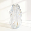 Artistic Rippled Glass Vase – Clear with Gold Accents