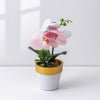 Blush Orchid Bloom – Artificial Flower in Gold-Rimmed Pot
