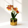 Golden Orchid Elegance – Artificial Flower Arrangement