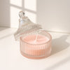 Blush Rose Ribbed Glass Candle – Vintage Charm Series