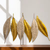 Golden Leaves Wall Decor – Textured Metal Art Panel