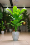Artificial Bird of Paradise in Geometric Beige Pot