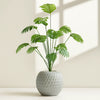 Artificial Palm Leaf Plant in Grey Patterned Pot