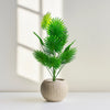 Artificial Fan Palm Plant in Beige Textured Pot