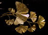 Golden Ginkgo Leaf Metal Wall Art