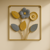 Square Metal Wall Art – Golden Garden Harmony