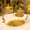 Elegant Double Glass Jar Set with Leaf Tray