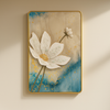 White Blossom on Blue Mist – Elegant Floral Wall Art
