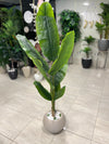 Tall Tropical Banana Leaf Artificial Plant in Cream Ribbed Pot