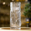 Tree Trunk Textured Glass Vase with Gold Ring Detail