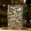 Textured Luxury Glass Vase – Silver with Gold Veins