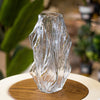 Artistic Rippled Glass Vase – Clear with Gold Accents