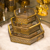 Hexagonal Antique Bronze Tray Set