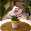 Blush Orchid Bloom – Artificial Flower in Gold-Rimmed Pot