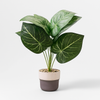 Artificial Caladium Plant in Modern Two-Tone Pot