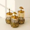 Antique Brass Canisters with Leaf Handle (Set of 3)