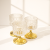 Crystal Cut Glass Jars with Golden Base (Set of 3)