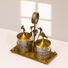 Antique Floral Gold Spice Holder Set