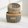 Vintage “Flower” Round Woven Basket Set – Rustic Display Bins