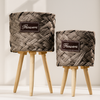Rustic Brown Woven Planter Set – 2pcs with Wooden Legs