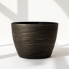 Matte Black & Gold Textured Planter – Modern Artisan Style